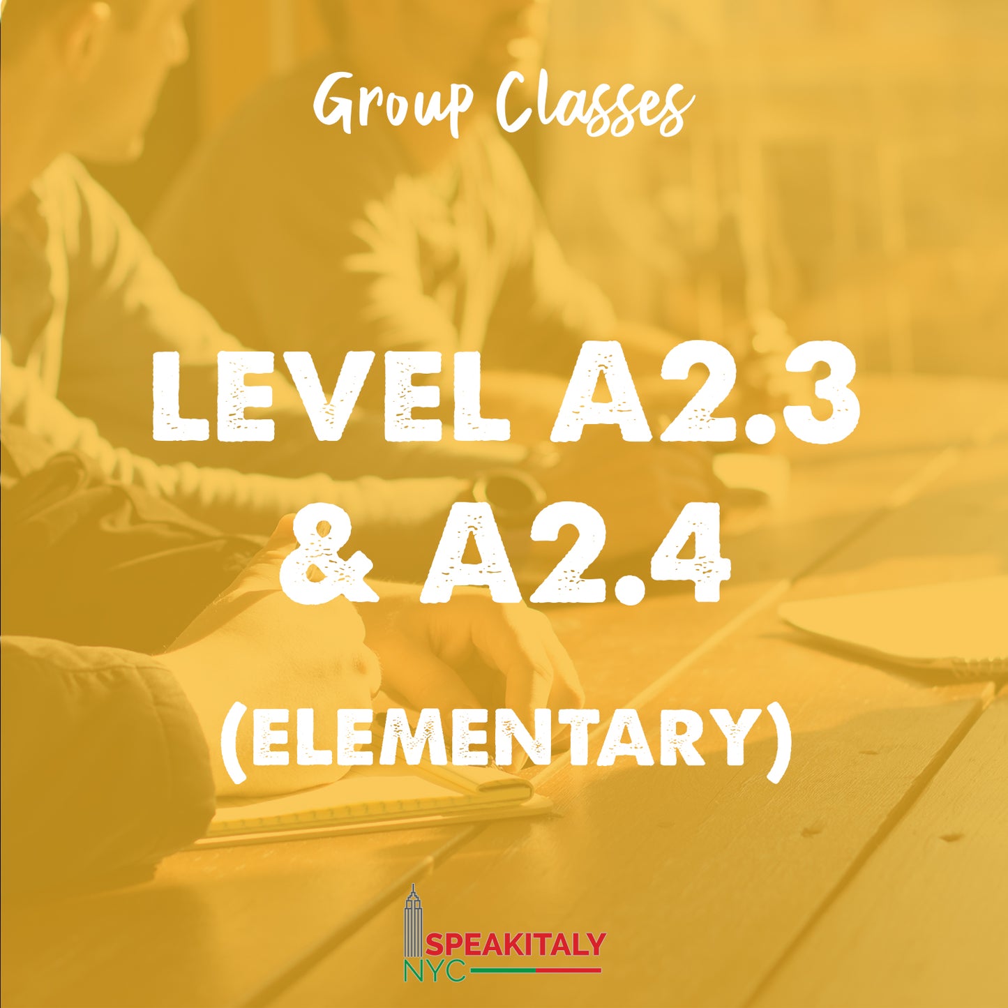 Group Classes - Level A2.3 & A2.4 (Elementary) - IN PERSON- BROOKLYN